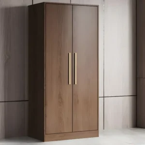 Luxurious Dark Brown Wood Finish Two Door Bedroom Cupboard - Image 1