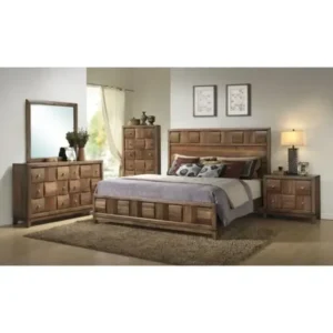 Classic Solid Wood Master Bedroom Set with Woven Panel Headboard - Image 2