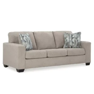 Contemporary Beige Jute Fabric Sofa Set with Designer Accent Pillows – 3+2 Seater - Image 2