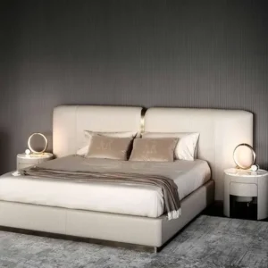 Luxury Turkish Style Leather Rite King Size Fabric Bed with Integrated LED Lighting - Image 1