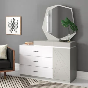 Avant-Garde White Deco Bed with Geometric Headboard – Abstract Design - Image 2