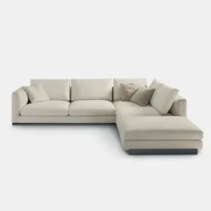 Minimalist Arctic White L-Shaped Modular Sectiol Sofa with Plush Fabric Upholstery - Image 1