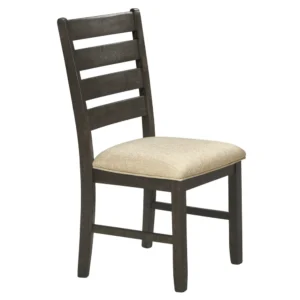 Classic Ladder Back Dining Chair with Beige Jute Upholstery & Dark Brown Frame - Image 1