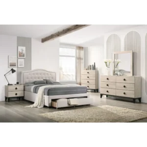 Scandivian Simple Fabric Bed with Storage - Image 1
