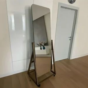 Length Standing Floor Mirror with Dark Brown Solid Wood A-Frame Easel - Image 1