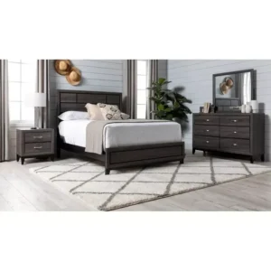 Espresso Oak Classic Polish Bed with Panel Headboard - Image 1