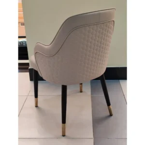 Elegant Beige Leatherette Dining Chair with Black & Gold Legs - Image 2