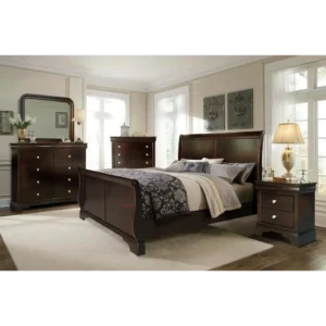 Mahogany Heritage Sleigh Bed with Luxury Polish - Image 1