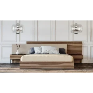 Aurelius Modern Two-Tone Polish Bed with Integrated Headboard - Image 1