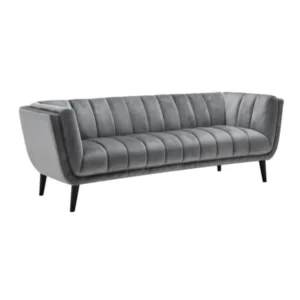 Contemporary Grey Velvet Fluted Sofa & Armchair Living Room Set – Modern Luxury - Image 2