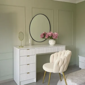 Modern Cream Fabric Upholstered Bed with Curved Minimalist Headboard – Serene Design - Image 2