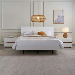 Modern White Deco Platform Bed with Recessed Lighting Detail – Floating Design - Image 1