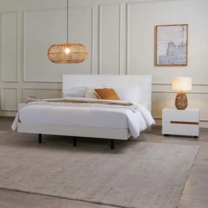 Modern White Deco Platform Bed with Recessed Lighting Detail – Floating Design - Image 2