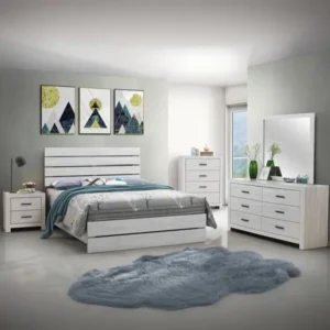 Classic White Lamited Bedroom Set with Slatted Headboard - Image 1