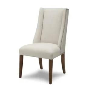 Classic White Jute Dining Chair with Wingback Profile & Brown Polish Legs - Image 1