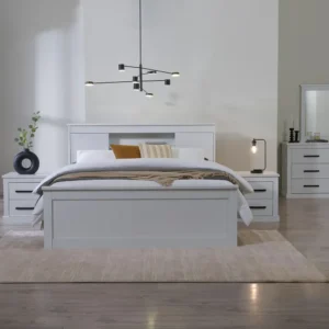 Nordic Simple White Deco Bed with Built-in Bookshelf – Minimalist Functiol Design - Image 2