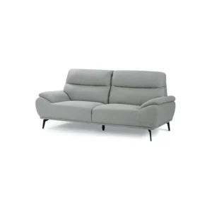 Contemporary Grey Jute Fabric Seat with Fluted Stone Coffee Table – Modern Living Set - Image 3