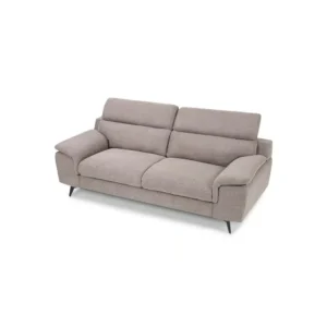Contemporary Plush Grey Fabric Sofa with Adjustable Headrests & Slim Metal Legs - Image 3