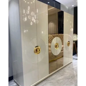 Grand Turkish Grey Velvet Bed with Circular Mirror Headboard - Image 3