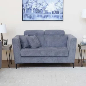 Contemporary Slate Blue Fabric Sofa Set with Black Hairpin Legs – 3-Piece Set - Image 3