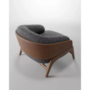 Sculptural Black Bouclé Lounge Chair - Image 2