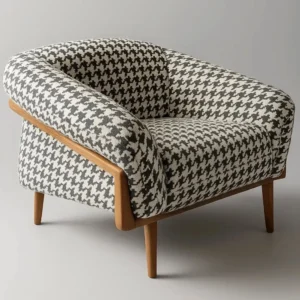 Nordic Minimalist White Fabric Armchair - Image 3