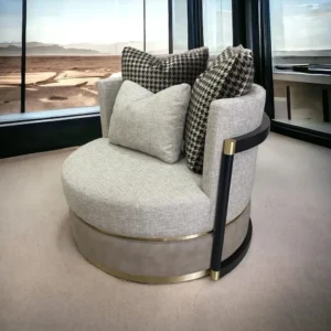 Horizon Circular Bouclé Swivel Chair - Image 1